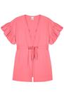 Saída de Praia Rosa Neon em Malha com Proteção UV 50+ Kukiê