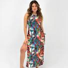 Saída de Praia Sol Pleno Vestido Midi Estampado Feminino