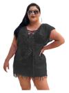 Saída De Praia Vestido Com Ilhós Franja Plus Size