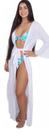 Saída de praia vestido manga comprida branco TAM único
