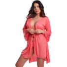 Saída De Praia Vih Triny De Ponta Chemise Feminino Moda Verão Rosa