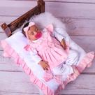 Saida Maternidade Bebe Menina Rosê Luxo Com Renda E Vestido