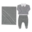 Saída Maternidade Bebê Menino 4Pçs Plush Tricô Paraiso 16127