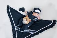Saida Maternidade Bebe Menino Urso Malha Azul