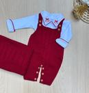 Saída Maternidade Menino Cavalinho Tricot Premium 3 Peças Jardineira + Body + Manta