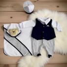 Saída Maternidade Menino Roupa de Bebê Smoker Kit 5 Peças