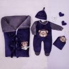 Saída Maternidade Menino Urso Aviador Com Saco de Dormir Plush Macio Bebê Recém Nascido Quente Aconchegante