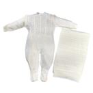 Saida Maternidade Off White Bege Macacao Manta Linho Antialergico unissex 1 a 3 meses 60 algodao 40 acrilico Confeccionado com Carinho Baby Deluxe