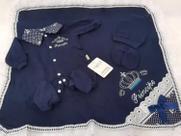 Saida maternidade para bebe menino azul marinho