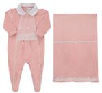 Saída Maternidade Plush Luxo Renda Bebê Menina Paraiso 17750