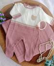 Saída Maternidade Tricô urso rosé kit3