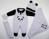 Saida Maternidade Urso Panda (Branco / Preto) - Nana Lobela
