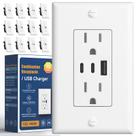 Saída USB Amico, pacote com 12 portas, 3 portas, 30 W, 15 A, com 2 tipos C e 1 tipo A