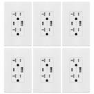 Saída USB TOPGREENER TU22036AC 20A com 2 USB tipo A/C branca 6PK
