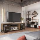 Sala Completa C/4 Itens Rack Tv 60 Polegadas Porta Industrial, Prateleira Aérea e Estante Alta e Med Sala Completa C/4 Itens Rack Tv 60 Polegadas Porta Industrial, Prateleira Aérea e Estante Alta e Med