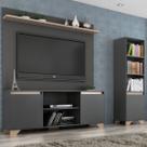 Sala de Estar Completa para TV Até 55 Polegadas Benevello 3 Portas Grafite/Siena - Quiditá Móveis