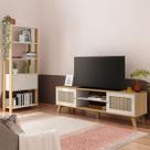 Sala de Estar Completa para TV Até 75 Polegadas Charlotte 3 Portas 4 Prateleiras Carvalho/Off White - Artely Móveis