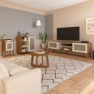 Sala de Estar Completa para TV Até 75 Polegadas Charlotte 4 Portas Cinamomo/Off White - Pnr Móveis