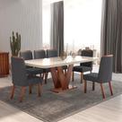 Sala de Jantar 160x80 Aurora MDF/Vidro 6 Cadeiras Bom Pastor