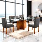 Sala de Jantar 160x80 Stilo Vidro 6 Cadeiras Bom Pastor