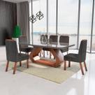 Sala de Jantar 180x90 Lottus MDF/Vidro 6 Cadeiras Bom Pastor Sala de Jantar 180x90 Lottus MDF/Vidro 6 Cadeiras Bom Pastor