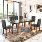 Sala de Jantar 180x90 Mavie MDF/Vidro 6 Cad Ayla Bom Pastor