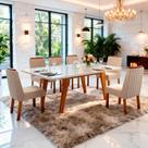 Sala de Jantar 180x90 Mavie MDF/Vidro 6 Cad. Eva Bom Pastor Sala de Jantar 180x90 Mavie MDF/Vidro 6 Cad. Eva Bom Pastor