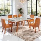 Sala de Jantar 180x90 Mavie MDF/Vidro 6 Cad. Eva Bom Pastor