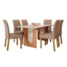 Sala De Jantar 180X90Cm 6 Cadeiras Valentina/Juliana Wood Cimol Cinamomo/Off/Mad/Linho Bege