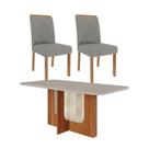 Sala De Jantar 180X90Cm Tampo Mdf/Vidro 6 Cadeira Cimol Louise Cimol Cinamomo/Off/Mad/Linho Grafite