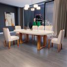 Sala de Jantar 196x90 Karen MDF/Vidro 6 Cadeiras Bom Pastor