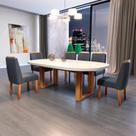 Sala de Jantar 196x90 Karen MDF/Vidro 6 Cadeiras Bom Pastor