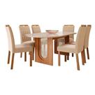 Sala De Jantar 210X100Cm 6 Cadeiras Valentina/Paola Wood Cimol Cinamomo/Offwhite/Madeira/Nude