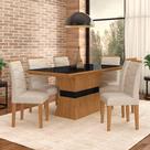 Sala De Jantar 6 Cadeiras Nazca Cinamomo/preto/bege - Móveis Arapongas