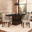 Sala De Jantar 6 Cadeiras Nazca Imbuia/preto/bege - Móveis Arapongas