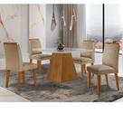 Sala de Jantar Aida 90 Tampo MDF Canto Copo e Vidro com 4 Cadeiras Athenas Moderna Mobília