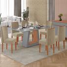 Sala de Jantar Amalfi 100 MDF Tampo de Vidro 1,60 6 Cadeiras Acolchoadas Coral Sala de Jantar Amalfi 100 MDF Tampo de Vidro 1,60 6 Cadeiras Acolchoadas Coral