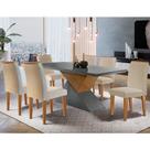 Sala de jantar Aster 180 Tampo em MDF Canto Reto com 6 Cadeiras Lunara Moderna