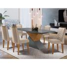 Sala de jantar Aster 180 Tampo em MDF e Vidro com 6 Cadeiras Liz Moderna