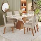 Sala de Jantar Carla Mesa 160 Cm Canto Reto com Vidro 6 Cadeiras Espresso Móveis Sala de Jantar Carla Mesa 160 Cm Canto Reto com Vidro 6 Cadeiras Espresso Móveis