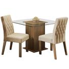 Sala de Jantar Cassia Mesa Tampo de Vidro 2 Cadeiras Madesa