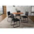Sala de Jantar Completa 1588 Aço c/ Tampo Madeirado 100cm e 4 Cadeiras 1736 Preto - Carraro