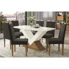 Sala de Jantar Completa Amora Tampo Madeirado c/ Vidro 90x170cm e 6 Cadeiras 2CAD150 Freijo/Off White/Vidro Off White - Eucalipto/V - Kappesberg