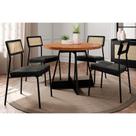 Sala de Jantar Completa Átria 1594 Aço c/ Tampo Madeirado 100cm e 4 Cadeiras Lux Preto/Nogal - Preto/Grafite - Preto - Carraro Sala de Jantar Completa Átria 1594 Aço c/ Tampo Madeirado 100cm e 4 Cadeiras Lux Preto/Nogal - Preto/Grafite - Preto - Carraro