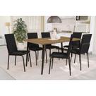 Sala de Jantar Completa Iguaçu c/ Tampo de Madeira 160cm e 6 Cadeiras Amsterdã Preto Fosco/Corano Preto 110 - Kappesberg