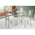 Sala de Jantar Completa Loire c/ Tampo de Vidro 120x80cm e 4 Cadeiras Florença Niquel - Branco - Kappesberg