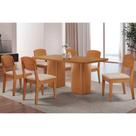 Sala de Jantar Completa Maldivas c/ Tampo Madeirado Canto Curvo 180x90cm e 6 Cadeiras Havana Naturale - Suede Creme - Rufato