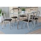 Sala de Jantar Completa Reno c/ Tampo Vidro 150cm + 6 Cadeiras Holanda Cromado/Courano Preto - Kappesberg Sala de Jantar Completa Reno c/ Tampo Vidro 150cm + 6 Cadeiras Holanda Cromado/Courano Preto - Kappesberg