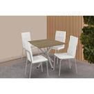 Sala de Jantar Completa Volga c/ Tampo de Madeira 90cm e 4 Cadeiras Amsterdã Niquel - Branco - Kappesberg Sala de Jantar Completa Volga c/ Tampo de Madeira 90cm e 4 Cadeiras Amsterdã Niquel - Branco - Kappesberg