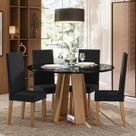 Sala de Jantar Estilo Red Vidro com 4 Cadeiras Suede Laura